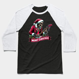 Rockin' Skeleton Santa Baseball T-Shirt